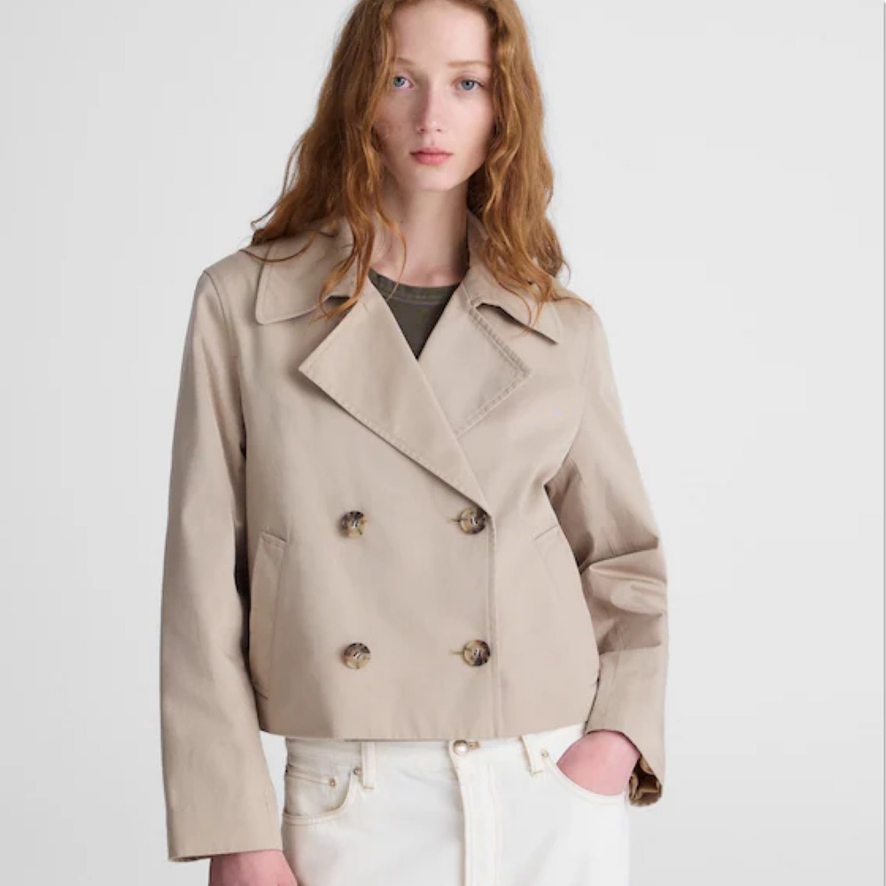 Madewell Cropped Trench Coat Coastal Dune XS NEW Jacket Tan Beige Outerwear